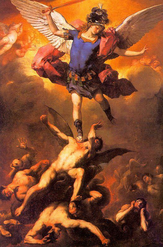  Luca  Giordano The Archangel Michael Flinging the Rebel Angels into the Abyss China oil painting art